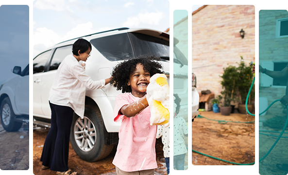 Family with new vehicle 