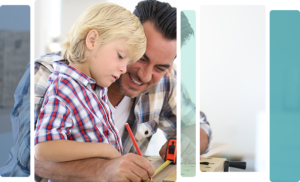Family working with tape measure
