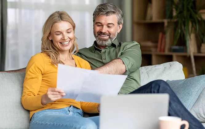 Couple reviewing documents 